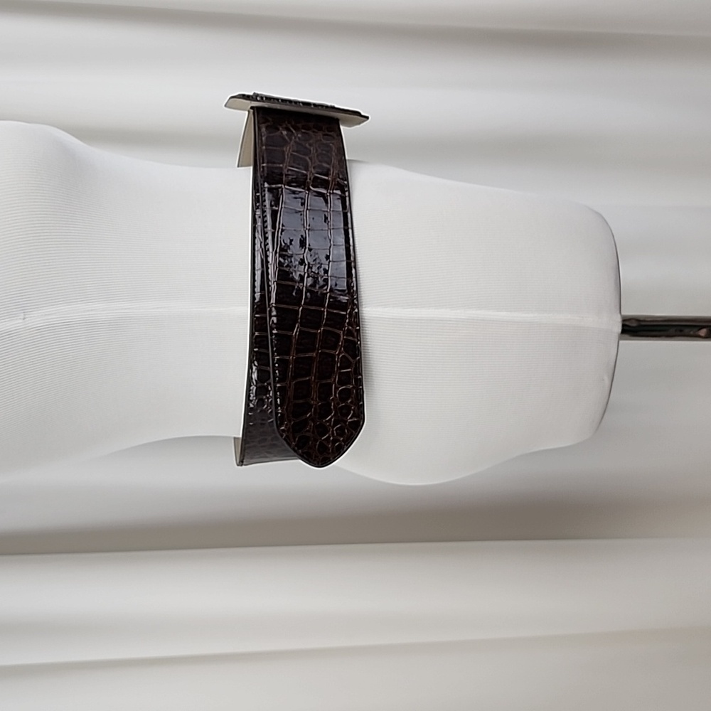 Betsy Johnson Genuine Leather Wide Faux Croc Belt Brown Size M/L - Picture 4 of 16